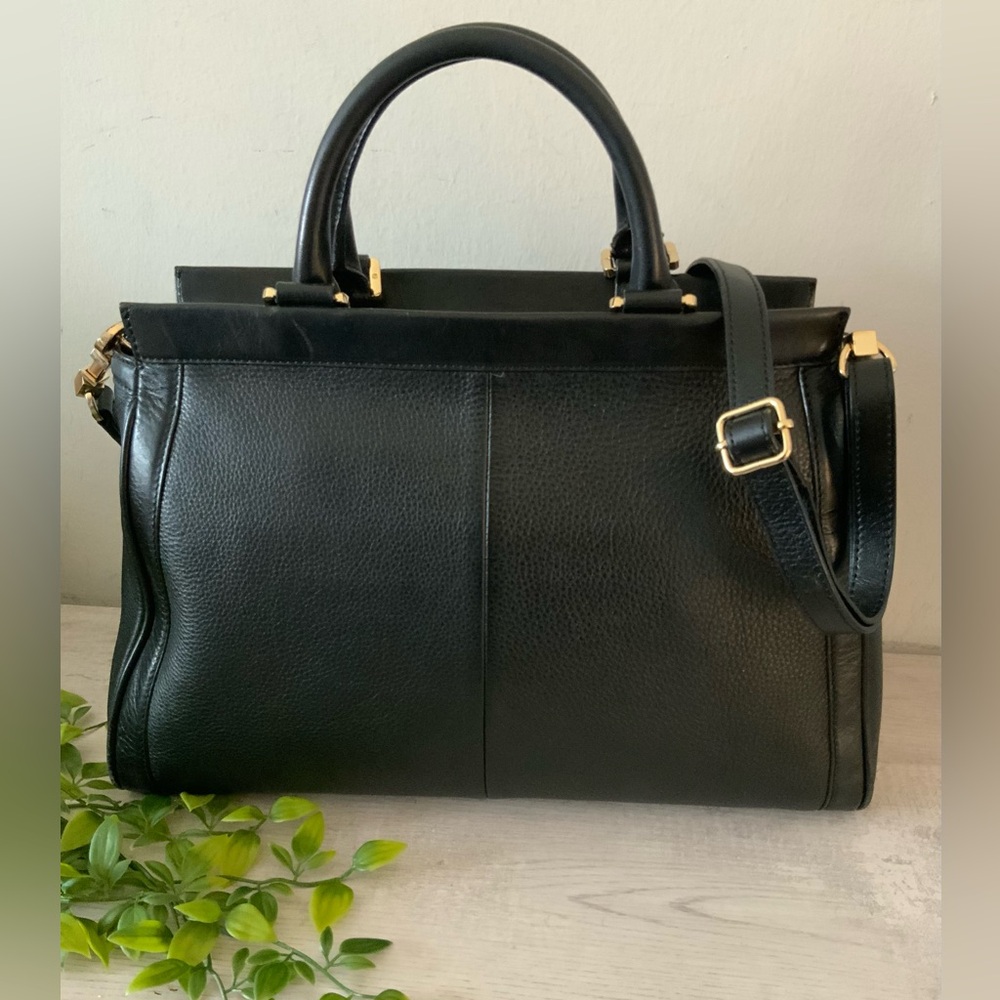 TORY BURCH RARE HANNAH SATCHEL SHOULDER BAG BLACK - Picture 4 of 8